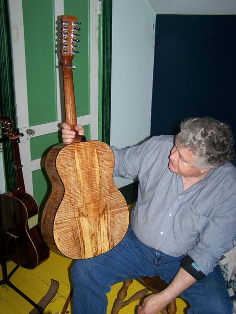 Ron Belanger with a 12 string guitar he made.